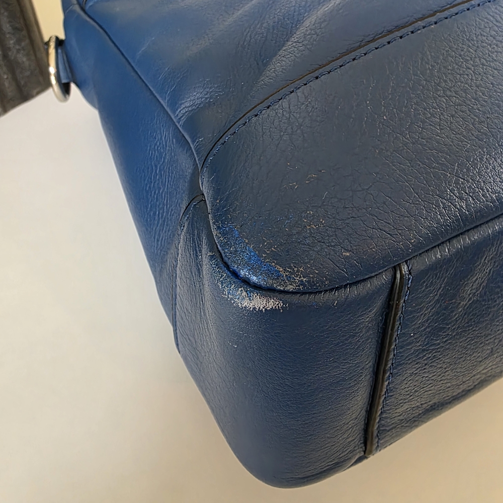 Coach Hamilton Cobalt Blue Leather Briefcase Laptop Business Bag - Picture 11 of 16